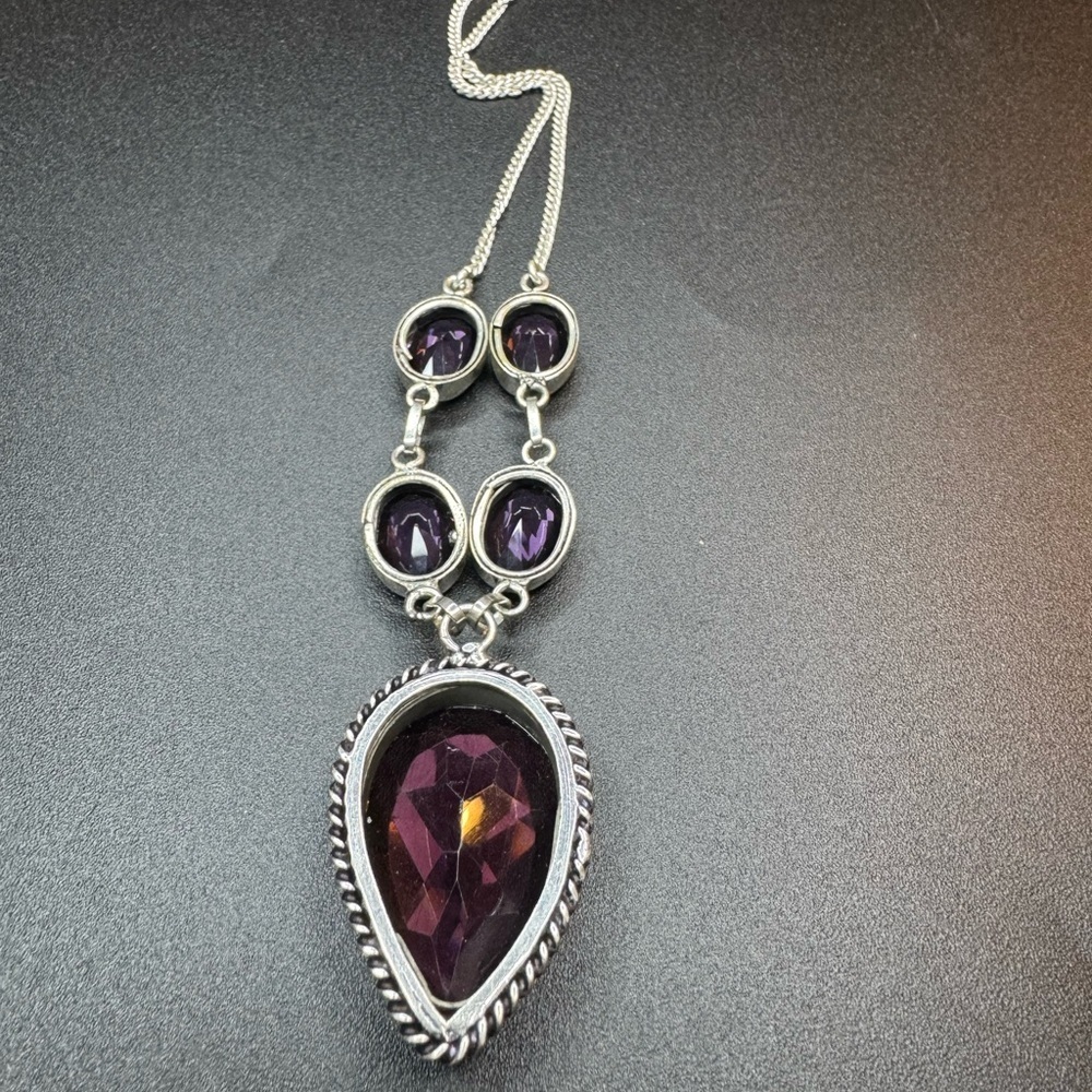 Amethyst 925 Silver Plated Necklace - Picture 2 of 4